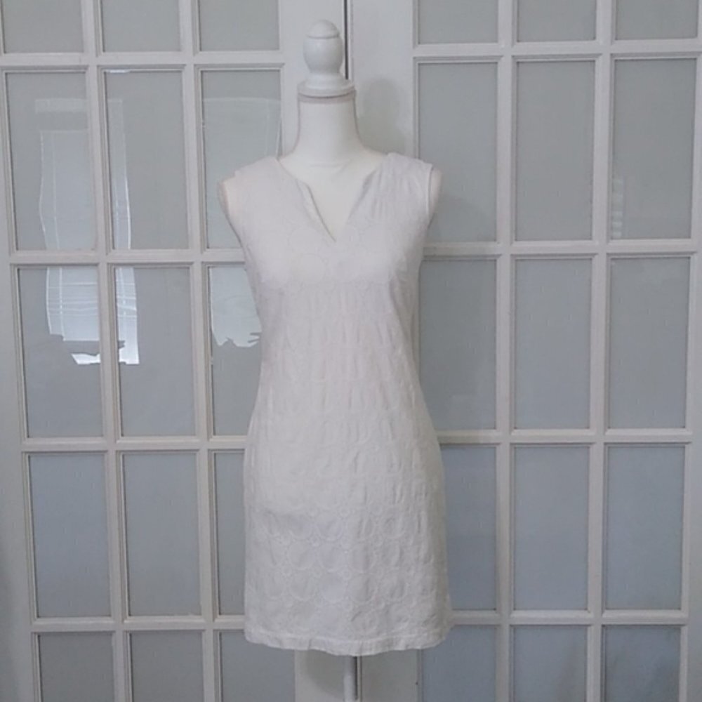 NEW Banana Republic Factory White Eyelet Cotton Sleeveless Sheath Dress
